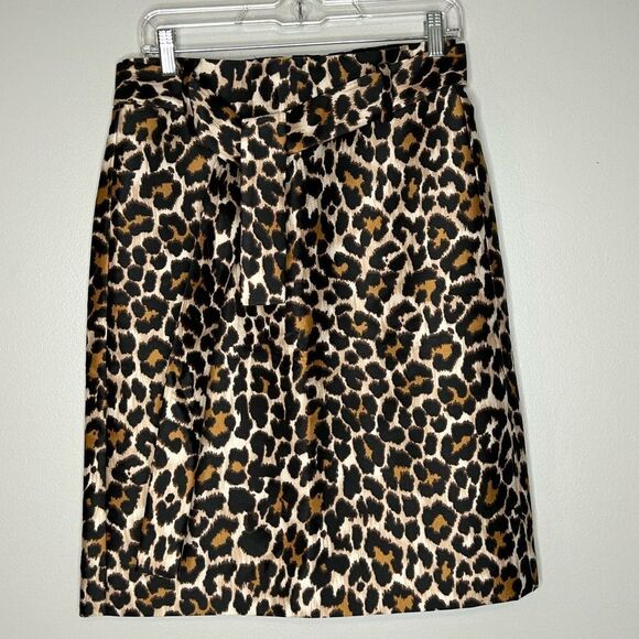 J.crew Leopard Tie Waist Pencil Skirt - Picture 1 of 3